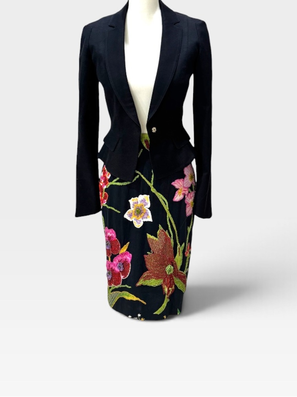 Dolce Apparel Beaded Floral Pencil Skirt Vintage 90s Medium - Picture 14 of 15